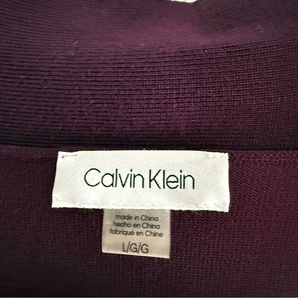 Calvin Kleon Women's Eggplant size large Open-Front Shrug Sweater - Picture 6 of 9